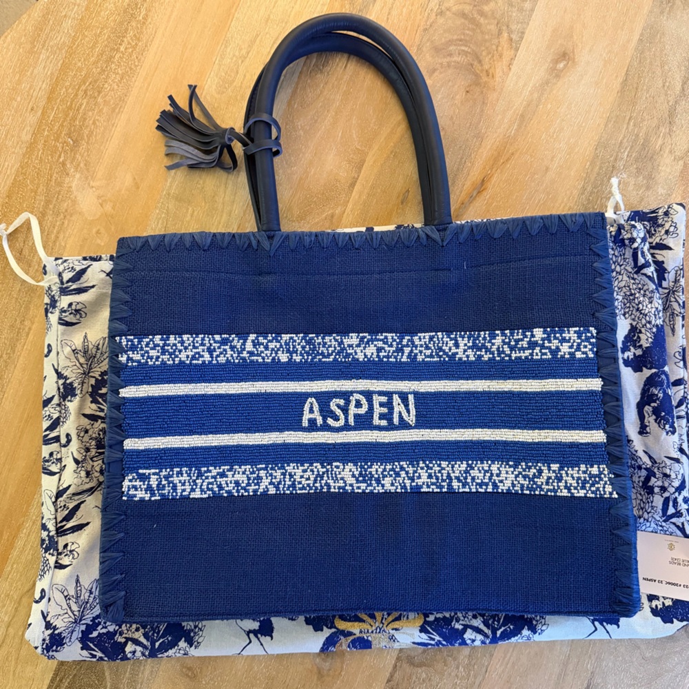 NWT Beaded Jute Aspen Tote Bag - Picture 3 of 4